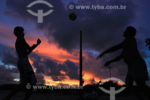  Subject: Youths playing footvolley in Pitimbu beach / Place: Pitimbu city - Paraiba state (PB) - Brazil / Date: 01/2013 
