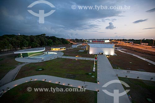  View of amphitheater - to the left - and auditorium - to the right - from the terrace at Mirante Tower of Cabo Branco Station (2008) - also known as Science, Culture and Arts Station   - Joao Pessoa city - Paraiba state (PB) - Brazil