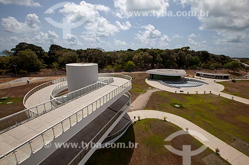 View of the amphitheater and the access ramp to tower from the terrace at Mirante Tower of Cabo Branco Station (2008) - also known as Science, Culture and Arts Station   - Joao Pessoa city - Paraiba state (PB) - Brazil