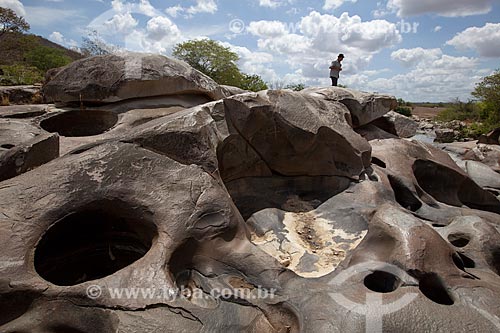  Subject: Erosion on the rocks near the Inga de Bacamarte River - in the Pedra Lavrada Sitio / Place: Inga city - Paraiba state (PB) - Brazil / Date: 02/2013 