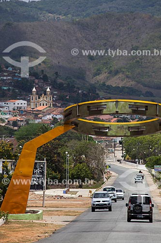  Subject: PB-079 highway with portico of Alagoa Grande city - hometown of the composer Jackson do Pandeiro / Place: Alagoa Grande city - Paraiba state (PB) - Brazil / Date: 02/2013 