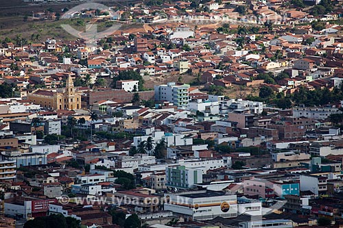  General view of the Guarabira city from path to Friar Damian Memorial - also known as Friar Damian sanctuary - with Nossa Senhora da Luz Cathedral to the left   - Guarabira city - Paraiba state (PB) - Brazil