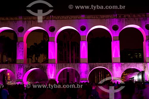  Subject: Projection lights on the Lapa Arches (1750) during the party to celebrate the 50 years of the Caixa Economica Federal (Federal Savings Bank) / Place: Lapa neighborhood - Rio de Janeiro city - Rio de Janeiro state (RJ) - Brazil / Date: 09/20 