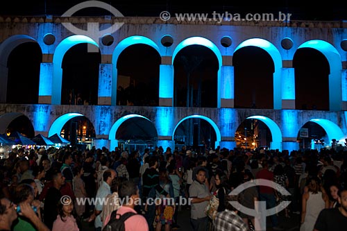  Subject: Projection lights on the Lapa Arches (1750) during the party to celebrate the 50 years of the Caixa Economica Federal (Federal Savings Bank) / Place: Lapa neighborhood - Rio de Janeiro city - Rio de Janeiro state (RJ) - Brazil / Date: 09/20 