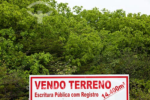  Subject: Plaque of sale of property near the Mirante do Chapadao and Minas Beach / Place: Pipa District - Tibau do Sul city - Rio Grande do Norte state (RN) - Brazil / Date: 03/2013 