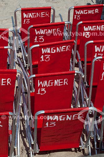  Subject: Rental chairs for use by bathers / Place: Ipanema neighborhood - Rio de Janeiro city - Rio de Janeiro state (RJ) - Brazil / Date: 05/2013 