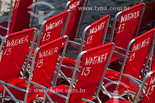  Subject: Rental chairs for use by bathers / Place: Ipanema neighborhood - Rio de Janeiro city - Rio de Janeiro state (RJ) - Brazil / Date: 05/2013 