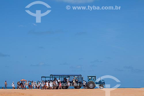  Subject: Tourists in vehicle adapted for tourism known as tratrem , at the top of the cliff known as Mirante Chapadao / Place: Pipa District - Tibau do Sul city - Rio Grande do Norte state (RN) - Brazil / Date: 03/2013 