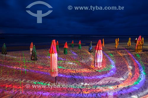 Subject: The projection of lights by laser rays on the Center Beach / Place: Pipa District - Tibau do Sul city - Rio Grande do Norte state (RN) - Brazil / Date: 03/2013 