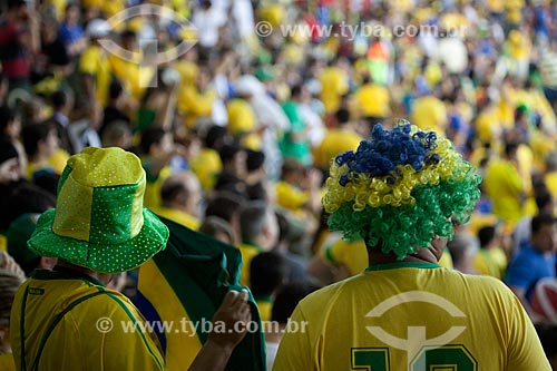  Subject: Fans during the game between Brasil x Spain by final match of Confederations Cups the JournalistMario Filho Stadium - also known as Maracana / Place: Maracana neighborhood - Rio de Janeiro city - Rio de Janeiro state (RJ) - Brazil / Date: 0 