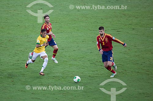 Players Neymar, Pique and Ramos the game between Brasil x Spain by final match of Confederations Cups  - Rio de Janeiro city - Rio de Janeiro state (RJ) - Brazil