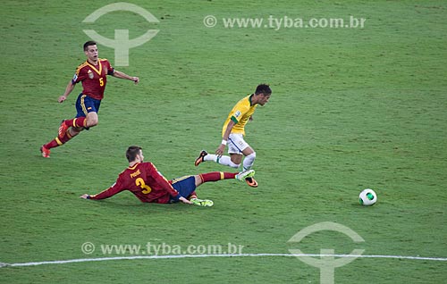  Players Neymar and Pique the game between Brasil x Spain by final match of Confederations Cups - foul which resulted in the expulsion of defender Gerard Pique  - Rio de Janeiro city - Rio de Janeiro state (RJ) - Brazil