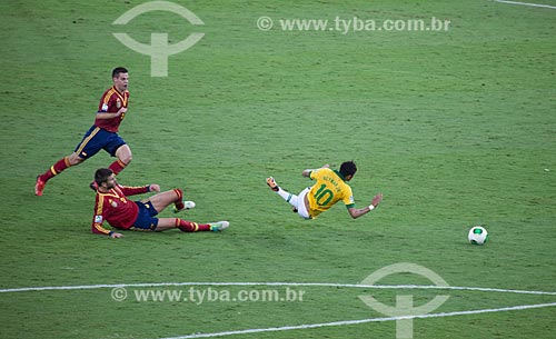  Players Neymar and Pique the game between Brasil x Spain by final match of Confederations Cups - foul which resulted in the expulsion of defender Gerard Pique  - Rio de Janeiro city - Rio de Janeiro state (RJ) - Brazil