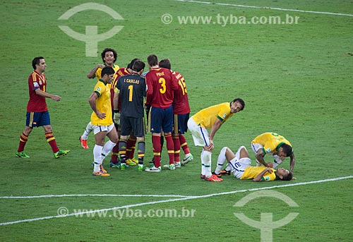  Game between Brasil x Spain by final match of Confederations Cups - foul which resulted in the expulsion of defender Gerard Pique  - Rio de Janeiro city - Rio de Janeiro state (RJ) - Brazil
