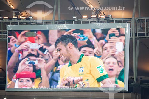  Screen image of the journalist Mario Filho Stadium - also known as Maracana - player Neymar receiving bronze boot award  by 4 goals scored during the Confederations Cup  - Rio de Janeiro city - Rio de Janeiro state (RJ) - Brazil