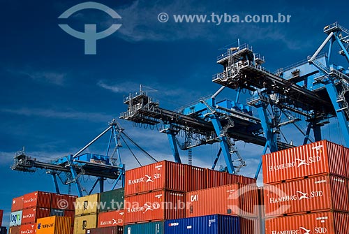  Subject: Containers and cranes in TECON - Rio Grande Container Terminal / Place: Rio Grande city - Rio Grande do Sul state (RS) - Brazil / Date: 01/2009 