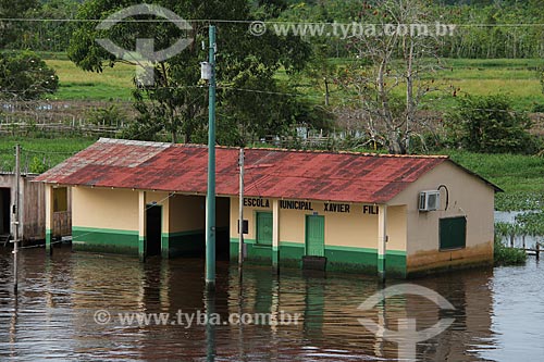  Subject: Xavier Filho Municipal School flooded during the full season of the Amazon River / Place: Itacoatiara city - Amazonas state (AM) - Brazil / Date: 07/2013 