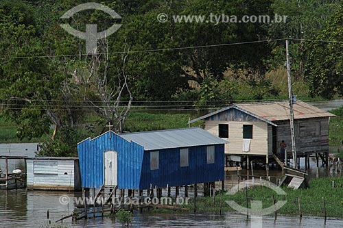  Subject: Houses on the banks of Amazon River near to Tabocal Coast / Place: Manaus city - Amazonas state (AM) - Brazil / Date: 07/2013 