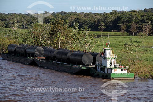  Subject: Ferry carrying tanks in the Amazon River near to Itacoatiara city / Place: Itacoatiara city - Amazonas state (AM) - Brazil / Date: 07/2013 