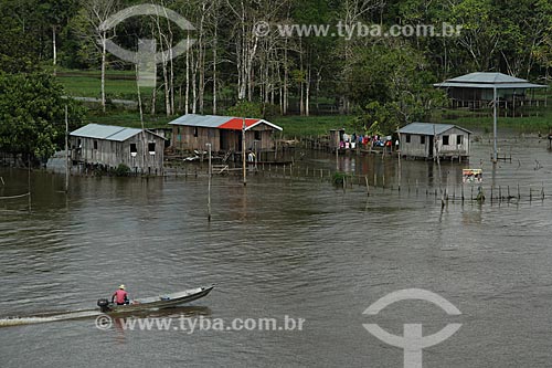  Subject: Houses on the banks of Amazon River near to Tabocal Coast / Place: Manaus city - Amazonas state (AM) - Brazil / Date: 07/2013 