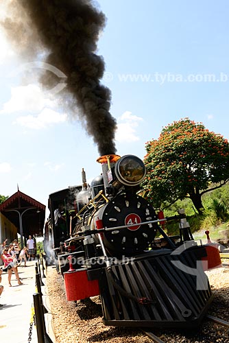  Subject: Steam train leaving the station the Estrada de Ferro Oeste de Minas inaugurated in 1881 used for sightseeing tour of Sao Joao del Rei to Tiradentes / Place: Tiradentes city - Minas Gerais state (MG) - Brazil / Date: 03/2013 