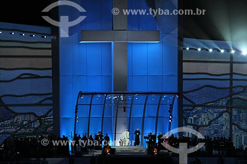  Subject: Pope Francisco (1936 -) on the main stage of the the World Youth Day / Place: Copacabana neighborhood - Rio de Janeiro city - Rio de Janeiro state (RJ) - Brazil / Date: 07/2013 