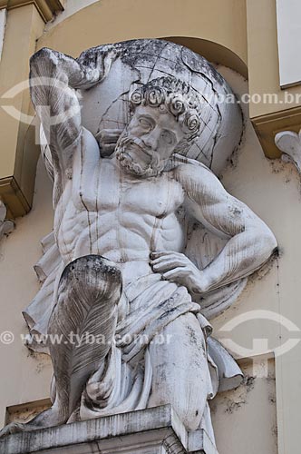  Subject: Atlas Statue - one of the greek Titans, condemned by Zeus to support the heavens forever - on the facade of the building of the Federal Revenue Inspectorate (1933) / Place: Porto Alegre city - Rio Grande do Sul state (RS) - Brazil / Date: 0 