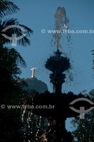  Subject: Details of Fountain of the Muses at Botanical Garden of Rio de Janeiro with the Christ the Redeemer in the background / Place: Jardim Botanico neighborhood - Rio de Janeiro city - Rio de Janeiro state (RJ) - Brazil / Date: 07/2011 