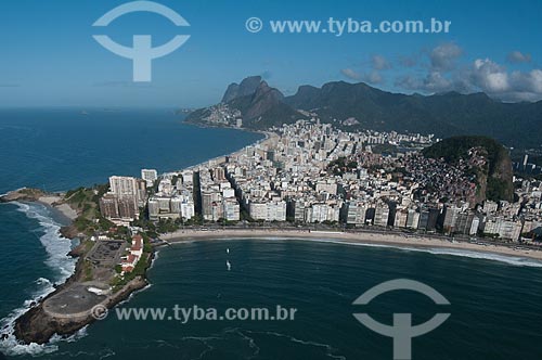  Subject: Aerial view of Copacabana Beach with the old Fort of Copacabana, Current History Museum Army to the left / Place: Copacabana neighborhood - Rio de Janeiro city - Rio de Janeiro state (RJ) - Brazil / Date: 08/2012 