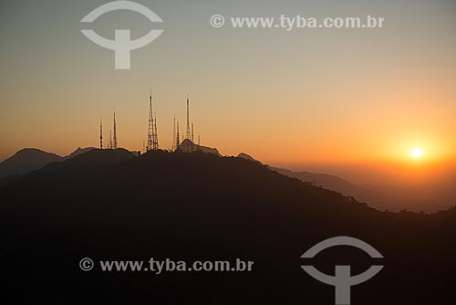  Subject: Sunset at Sumare Mountain view from Christ the Redeemer / Place: Rio de Janeiro city - Rio de Janeiro state (RJ) - Brazil / Date: 07/2013 