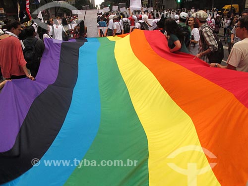  Subject: Manifestation during the Rio + 20 conference - LGBT pride flag / Place: Rio de Janeiro city - Rio de Janeiro state (RJ) - Brazil / Date: 06/2012 