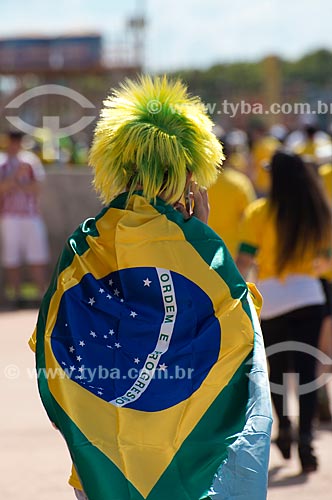  Subject: Fan coming up for the game between Brazil x Japan - opening of Confederations Cup - at National Stadium of Brasilia Mane Garrincha (1974) / Place: Brasilia city - Distrito Federal (Federal District) - Brazil / Date: 06/2013 