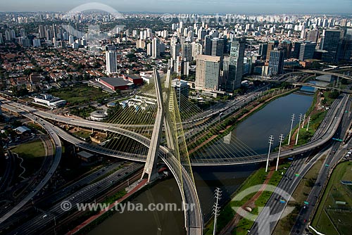  Subject: Aerial view of Octavio Frias de Oliveira Brigde (2008) / Place: Sao Paulo city - Sao Paulo state (SP) - Brazil / Date: 06/2013 