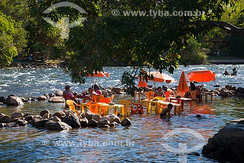  Subject: Tables and chairs at Ondas River (Waves River) in Val da Boa Esperanca - the region where it was found the third world reserve of  thallium / Place: Barreiras city - Bahia state (BA) - Brazil / Date: 07/2013 