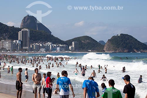  Subject: Pilgrims on Copacabana Beach during the World Youth Day (WYD) with the Sugar Loaf in the background / Place: Copacabana neighborhood - Rio de Janeiro city - Rio de Janeiro state (RJ) - Brazil / Date: 07/2013 