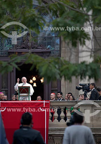  Subject: Pope Francis praying the Angelus Prayer at balcony of Sao Joaquim Palace (1918) during World Youth Day (WYD) / Place: Gloria neighborhood - Rio de Janeiro city - Rio de Janeiro state (RJ) - Brazil / Date: 07/2013 