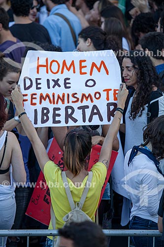  Subject: Woman with poster on SlutWalk during the World Youth Day (WYD) / Place: Copacabana neighborhood - Rio de Janeiro city - Rio de Janeiro state (RJ) - Brazil / Date: 07/2013 