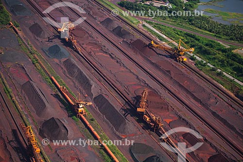  Subject: Aerial view of storage yard of iron ore from Carajas - Port Terminal of Ponta da Madeira, private port of Vale do Rio Doce / Place: Sao Luis city - Maranhao state (MA) - Brazil / Date: 06/2013 