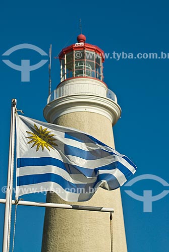  Subject: Lighthouse of Punta Del Este and Uruguay flag / Place: Punta Del Este city - Maldonado Department - Uruguay - South America / Date: 09/2013 