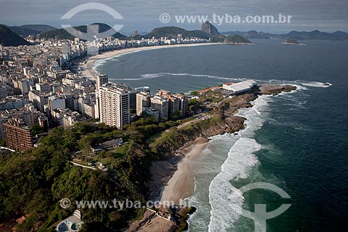  Subject: Aerial photo of Copacabana Beach near to old Fort of Copacabana (1914-1987), current History Museum Army / Place: Copacabana neighborhood - Rio de Janeiro city - Rio de Janeiro state (RJ) - Brazil / Date: 04/2011 