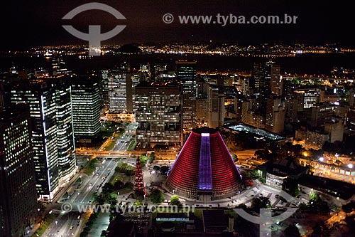  Subject: Aerial photo of Cathedral of Sao Sebastiao do Rio de Janeiro (1979) with Republica do Chile Avenue and the Lapa Arches (1750) / Place: City center neighborhood - Rio de Janeiro city - Rio de Janeiro state (RJ) - Brazil / Date: 04/2011 