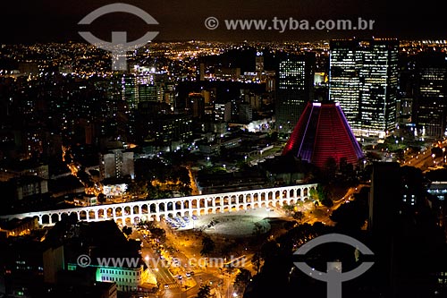  Subject: Aerial photo of Lapa Arches (1750) and Cathedral of Sao Sebastiao do Rio de Janeiro (1979) / Place: City center neighborhood - Rio de Janeiro city - Rio de Janeiro state (RJ) - Brazil / Date: 04/2011 