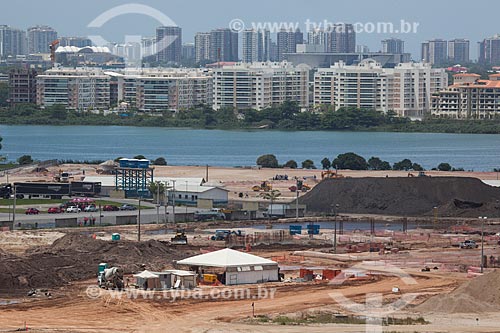  Subject: Construction site of Rio 2016 Olympic Park - old Nelson Piquet International Autodrome - Jacarepagua Autodrome - with the Jacarepagua Lagoon in the background / Place: Barra da Tijuca neighborhood - Rio de Janeiro city - Rio de Janeiro stat 