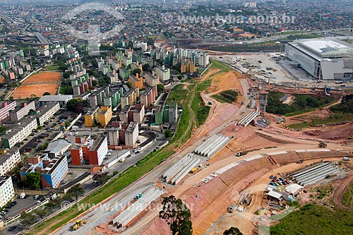  Subject: Aerial view of the stadium access roadworks Corinthians Arena - the opening headquarters of the 2014 FIFA World Cup / Place: Itaquera neighborhood - Sao Paulo city - Sao Paulo state (SP) - Brazil / Date: 10/2013 