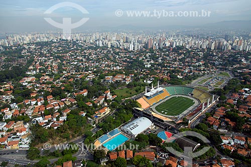  Subject: Aerial view of Paulo Machado de Carvalho Municipal Stadium (1940) - also known as Pacaembu Stadium / Place: Sao Paulo city - Sao Paulo state (SP) - Brazil / Date: 10/2013 