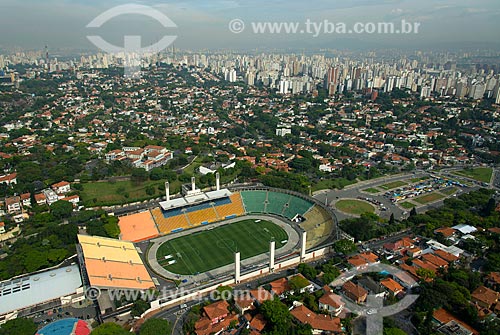  Subject: Aerial view of Paulo Machado de Carvalho Municipal Stadium (1940) - also known as Pacaembu Stadium / Place: Sao Paulo city - Sao Paulo state (SP) - Brazil / Date: 10/2013 