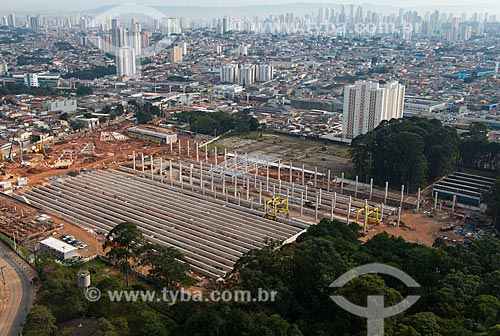  Subject: Aerial view of the construction work of the Patio Oratorio Terminal of monorail / Place: Vila Prudente neighborhood - Sao Paulo city - Sao Paulo state (SP) - Brazil / Date: 05/2013 