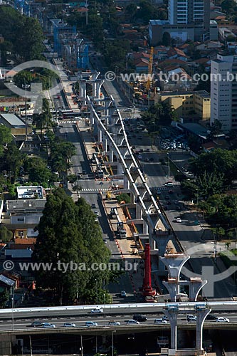  Subject: Aerial view of the construction work of the monorail line on the Line 17 Gold in Journalist Roberto Marinho Avenue / Place: Sao Paulo city - Sao Paulo state (SP) - Brazil / Date: 05/2013 
