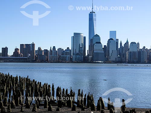  View of Manhattan with the One World Trade Center - building in the same place where the Twin Towers were destroyed after the terrorist attacks of September 11, 2001  - New York city - New York - United States of America