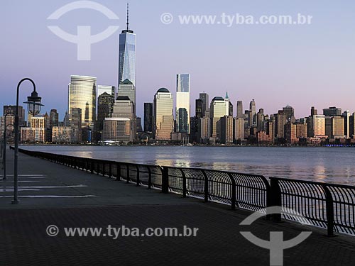  View of Manhattan at evening with the One World Trade Center - building in the same place where the Twin Towers were destroyed after the terrorist attacks of September 11, 2001  - New York city - New York - United States of America